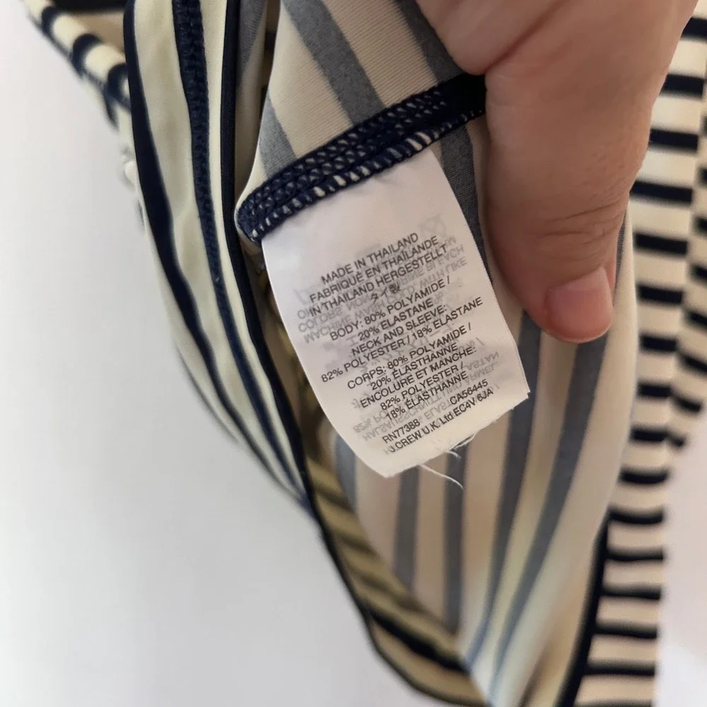 Crewcuts J.Crew Boys Rash Guard Navy White Striped UPF 50+ Swim Shirt Size 8